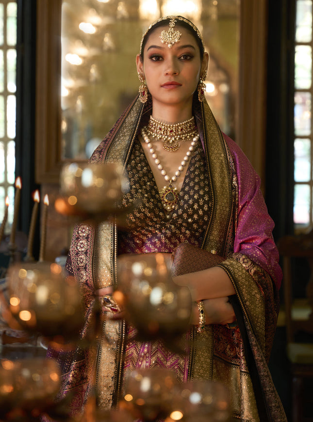 Multicolor Rajwadi Silk Embellished Lehenga Choli