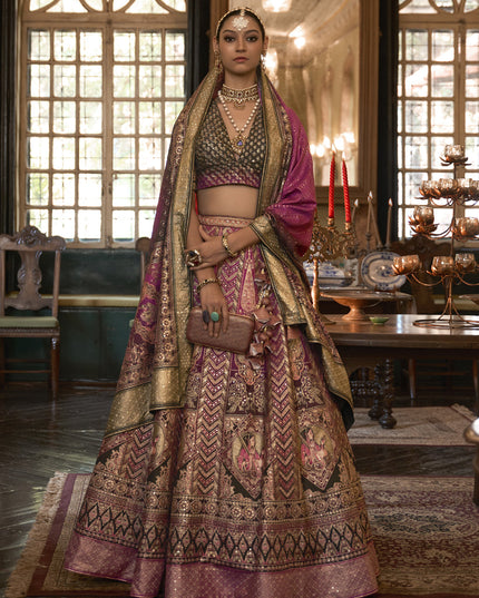 Multicolor Rajwadi Silk Embellished Lehenga Choli