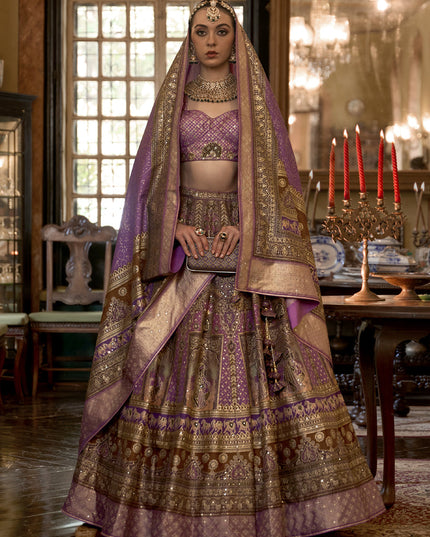 Multicolor Rajwadi Silk Embellished Lehenga Choli