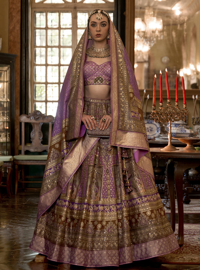 Multicolor Rajwadi Silk Embellished Lehenga Choli
