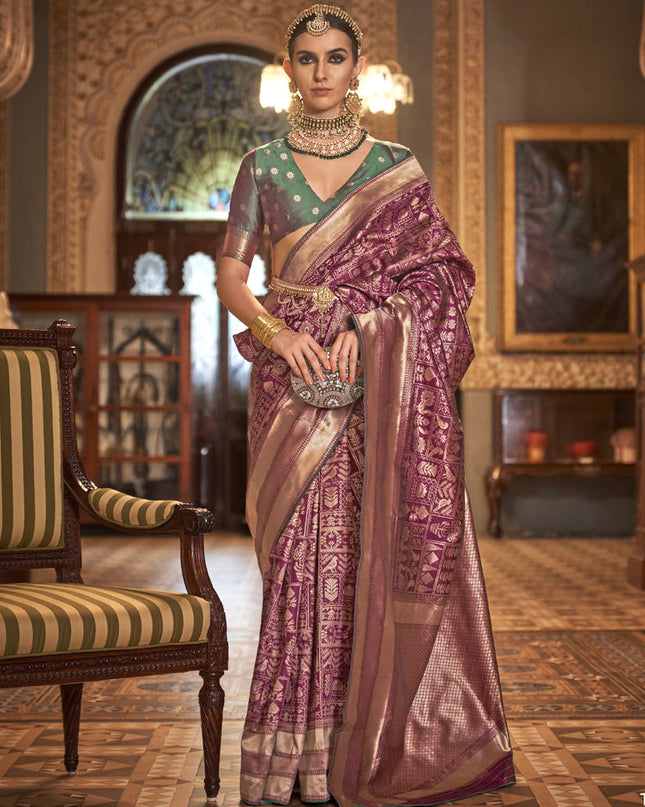 Purple Silk Banarasi Woven Saree