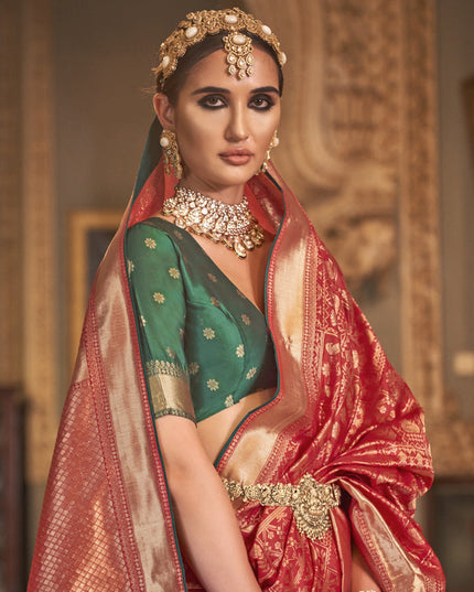 Red Silk Banarasi Woven Saree