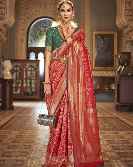 Red Silk Banarasi Woven Saree