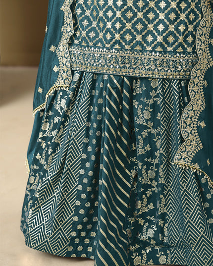 morpich art silk embroidered readymade lehenga kameez