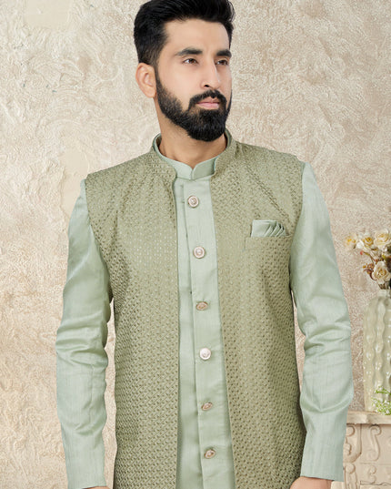 Mint Indo Western with Embroidered Jacket