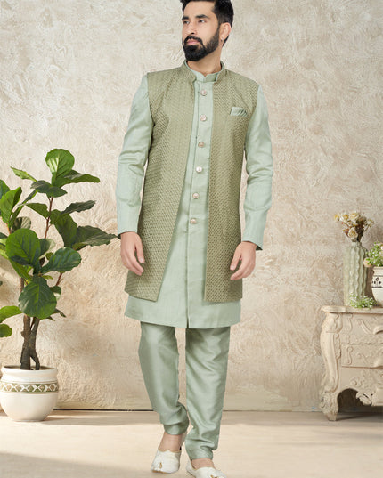 Mint Indo Western with Embroidered Jacket