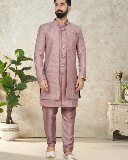 Old Rose Indo Western with Embroidered Jacket