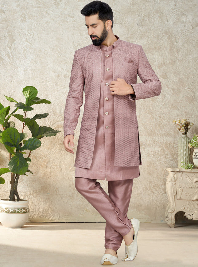 Old Rose Indo Western with Embroidered Jacket