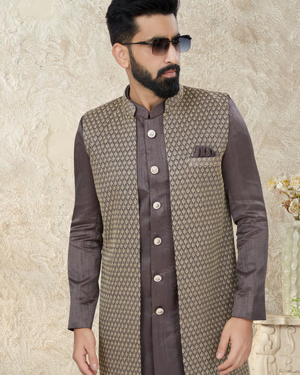 Dusty Grey Indo Western with Embroidered Jacket