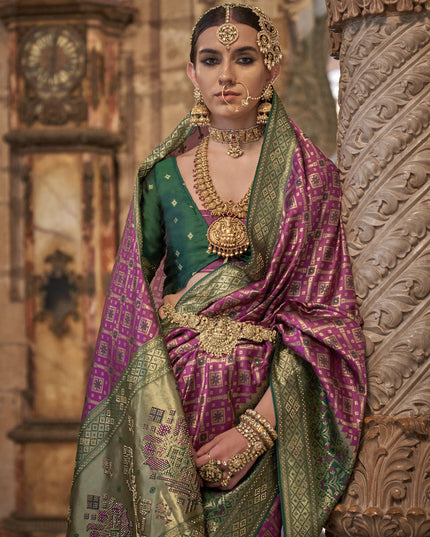 Magenta Jacquard Woven Silk Saree