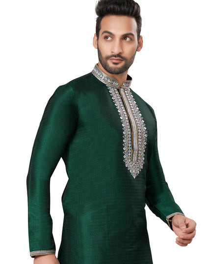 Green Silk Kurta Pyjama Set