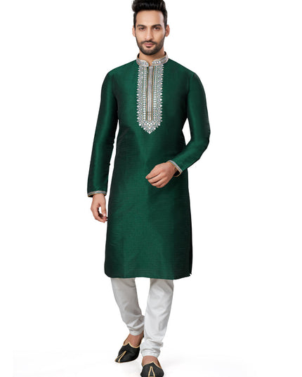 Green Silk Kurta Pyjama Set