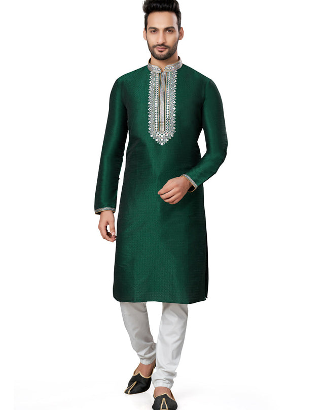 Green Silk Kurta Pyjama Set