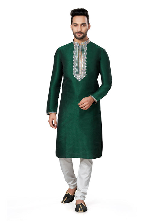 Green Silk Kurta Pyjama Set