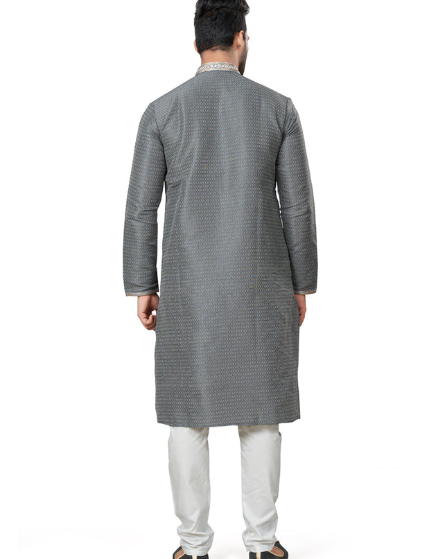 Grey Silk Kurta Pyjama Set