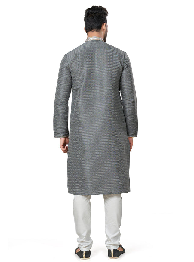 Grey Silk Kurta Pyjama Set