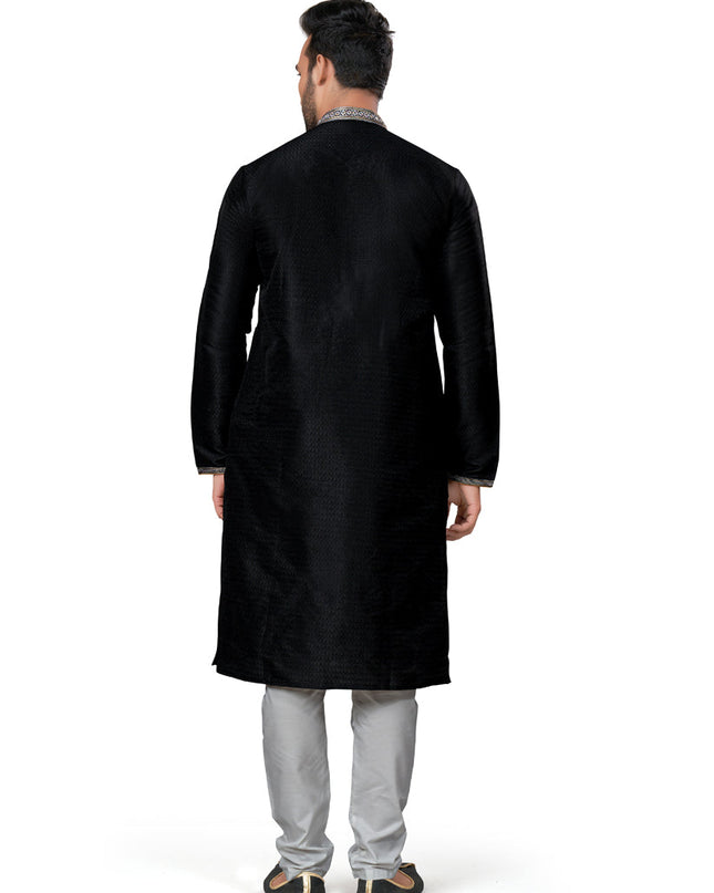 Black Silk Kurta Pyjama Set