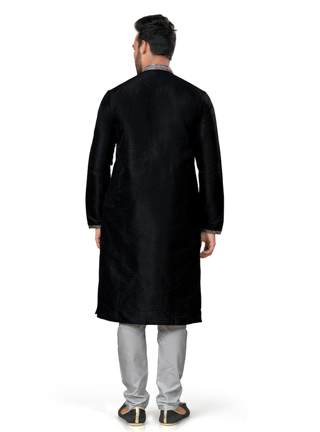Black Silk Kurta Pyjama Set