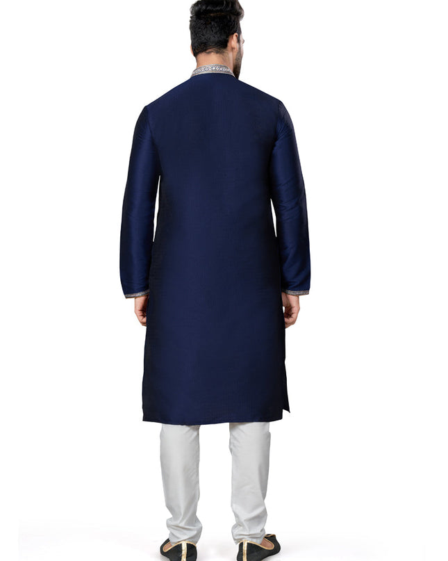 Navy Blue Silk Kurta Pyjama Set