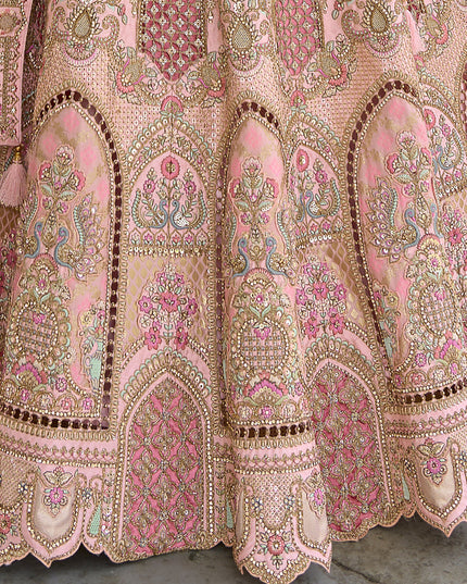 Blush Pink Silk Embroidered Bridal Lehenga Choli
