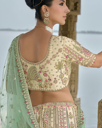 Ivory Silk Embroidered Bridal Lehenga Choli