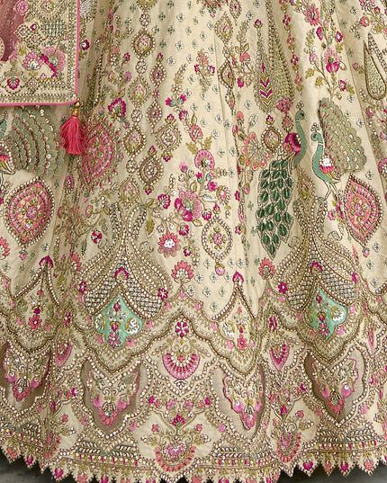Ivory Silk Embroidered Bridal Lehenga Choli