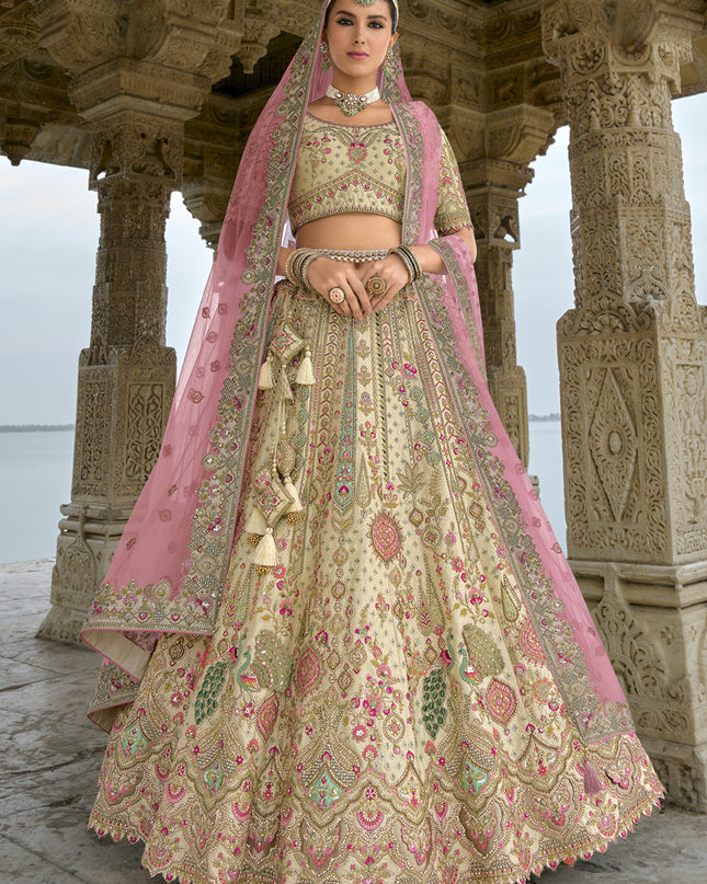 Ivory Silk Embroidered Bridal Lehenga Choli