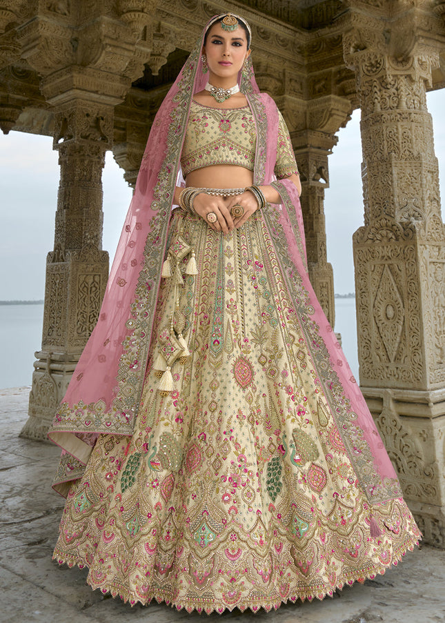 Ivory Silk Embroidered Bridal Lehenga Choli