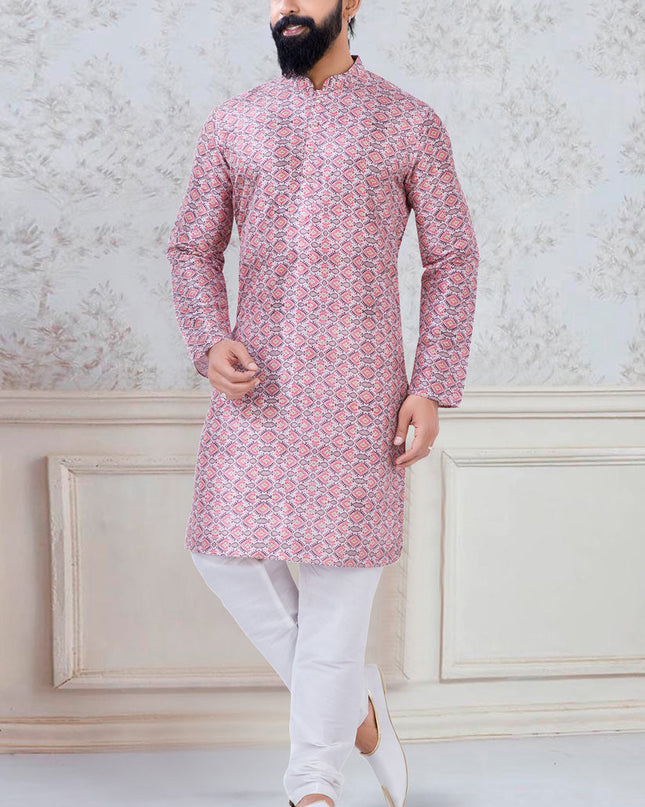Dashing Grey Silk Mens Kurta Pyjama Set