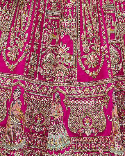 Rani Pink Silk Embroidered Bridal Lehenga Choli