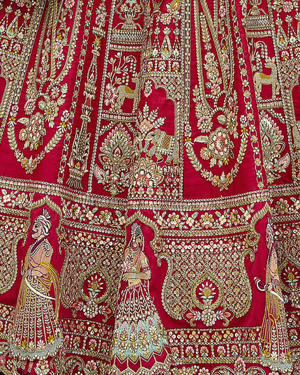 Hot Red Silk Embroidered Bridal Lehenga Choli