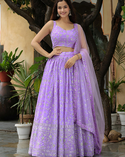 Awesome Lavender Heavy Lehenga Choli Set for Festival