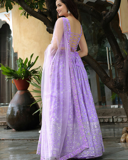 Awesome Lavender Heavy Lehenga Choli Set for Festival