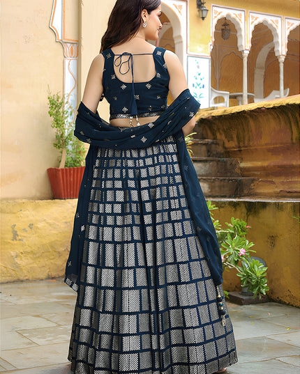 Glamorous Teal Blue Heavy Lehenga Choli Set for Festival