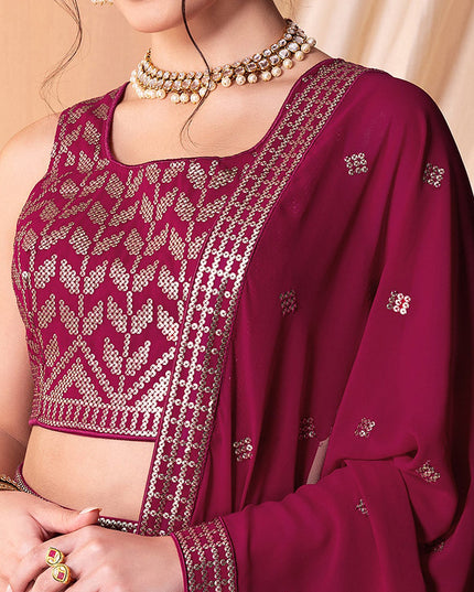 wine georgette sequins embroidered lehenga choli