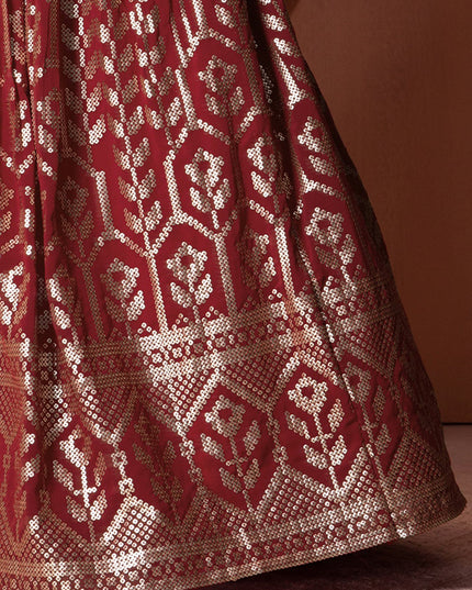 maroon georgette sequins embroidered lehenga choli