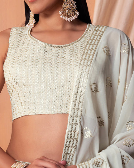 ivory georgette sequins embroidered lehenga choli