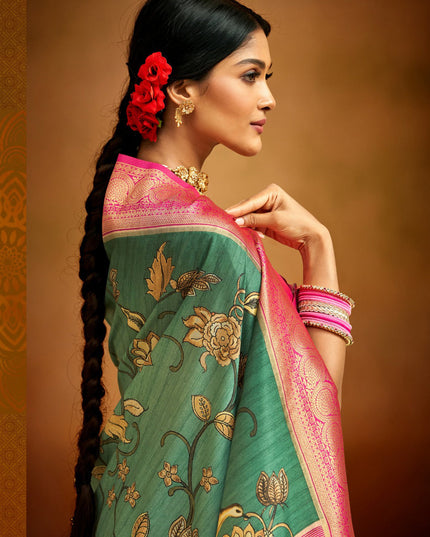 Rama Green Banarasi Silk Woven Festival Saree