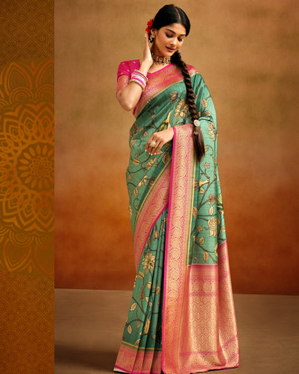Rama Green Banarasi Silk Woven Festival Saree
