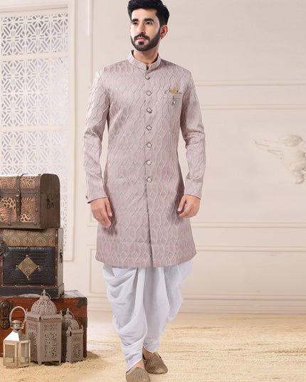 Dusty Pink Jacquard Semi Indo Western Outfit