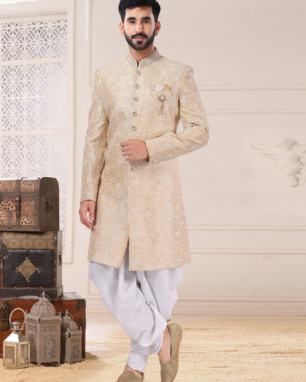 Beige Silk Semi Indo Western Outfit