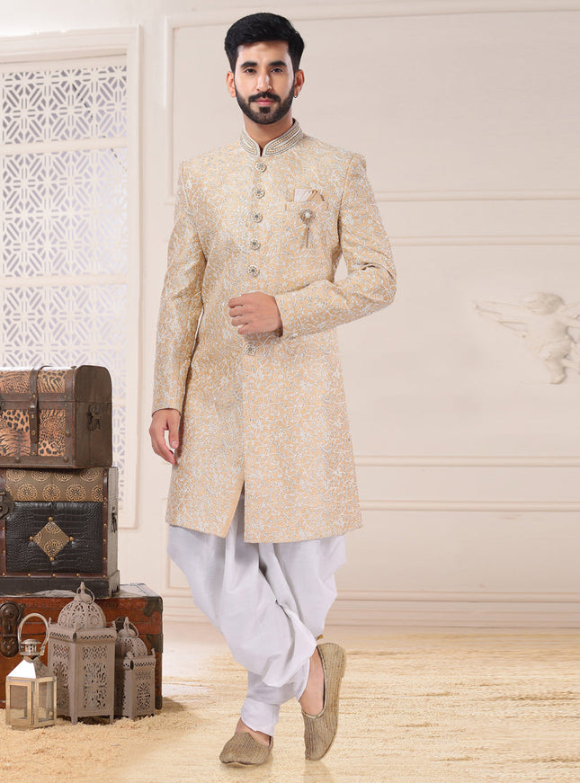 Beige Silk Semi Indo Western Outfit