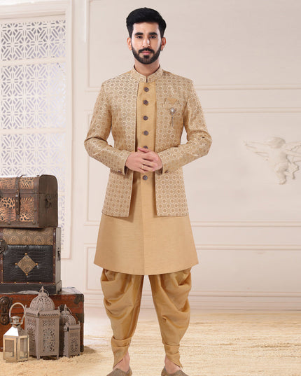 Golden Silk Semi Indo Western Outfit