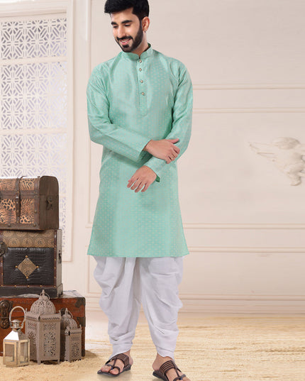 Mint Green Jacquard Kurta Pyjama Set
