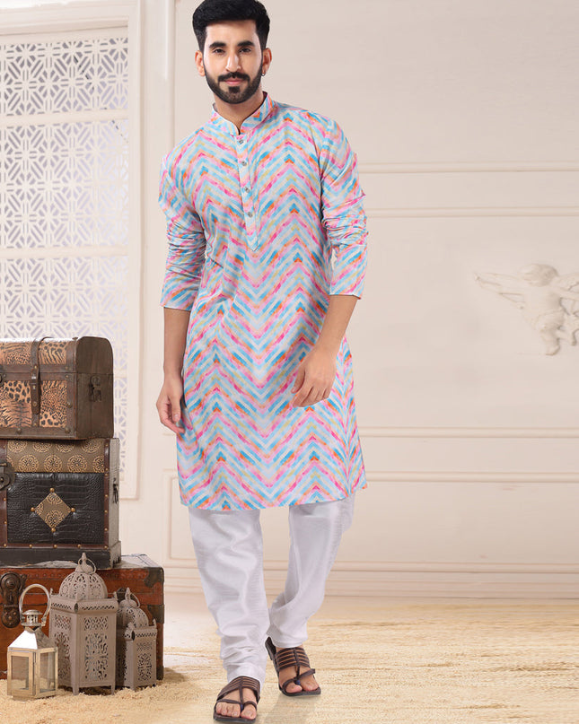 Multicolor Cotton Kurta Pyjama Set
