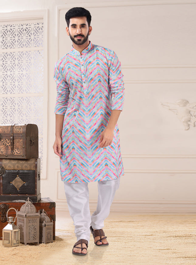 Multicolor Cotton Kurta Pyjama Set