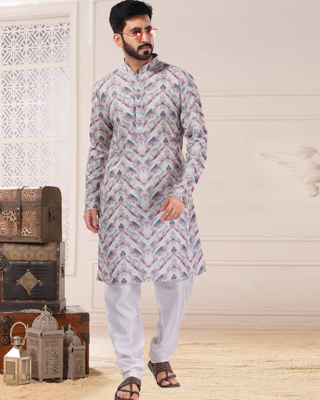 Grey Cotton Kurta Pyjama Set