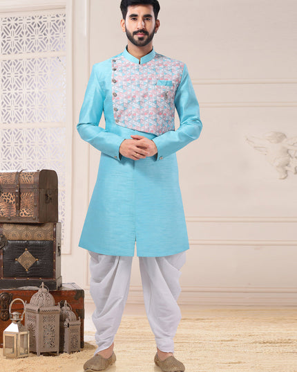 Sky Blue Semi Indo Western Outfit