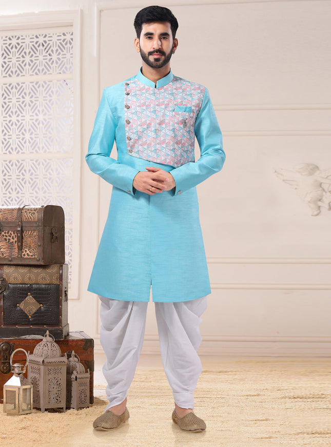 Sky Blue Semi Indo Western Outfit