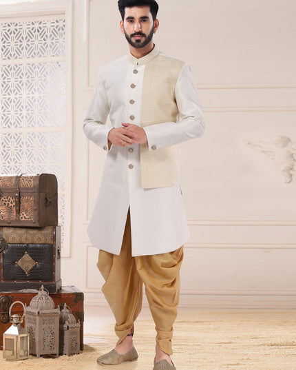 Beige Silk Semi Indo Western Outfit